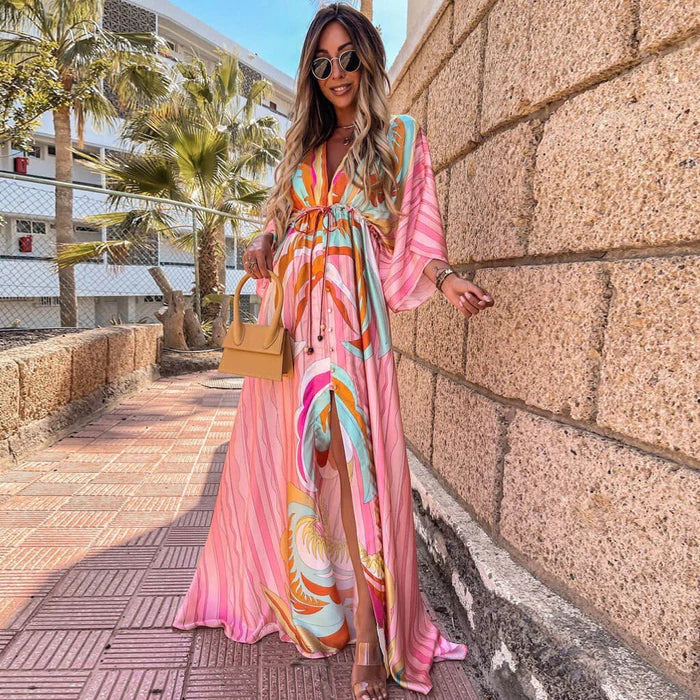 Oina | Robe élégante imprimée pour la plage