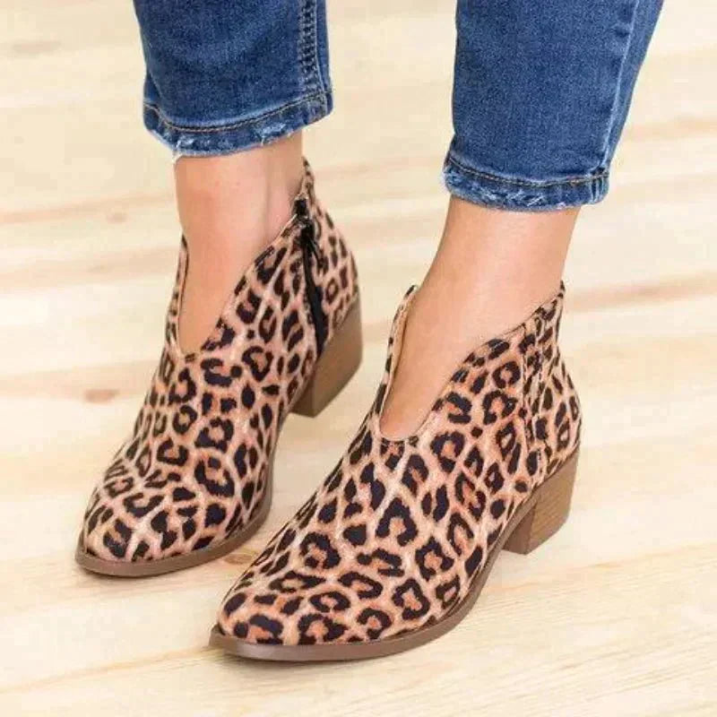 Siora | Bottines léopard à franges pour femmes