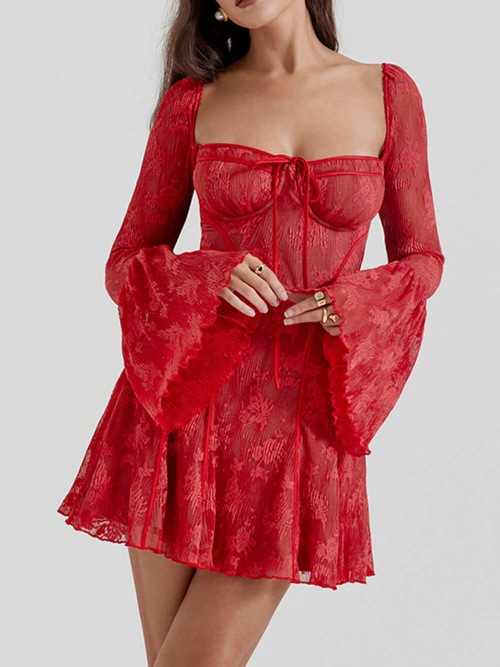 Nounala | Robe midi corset en dentelle