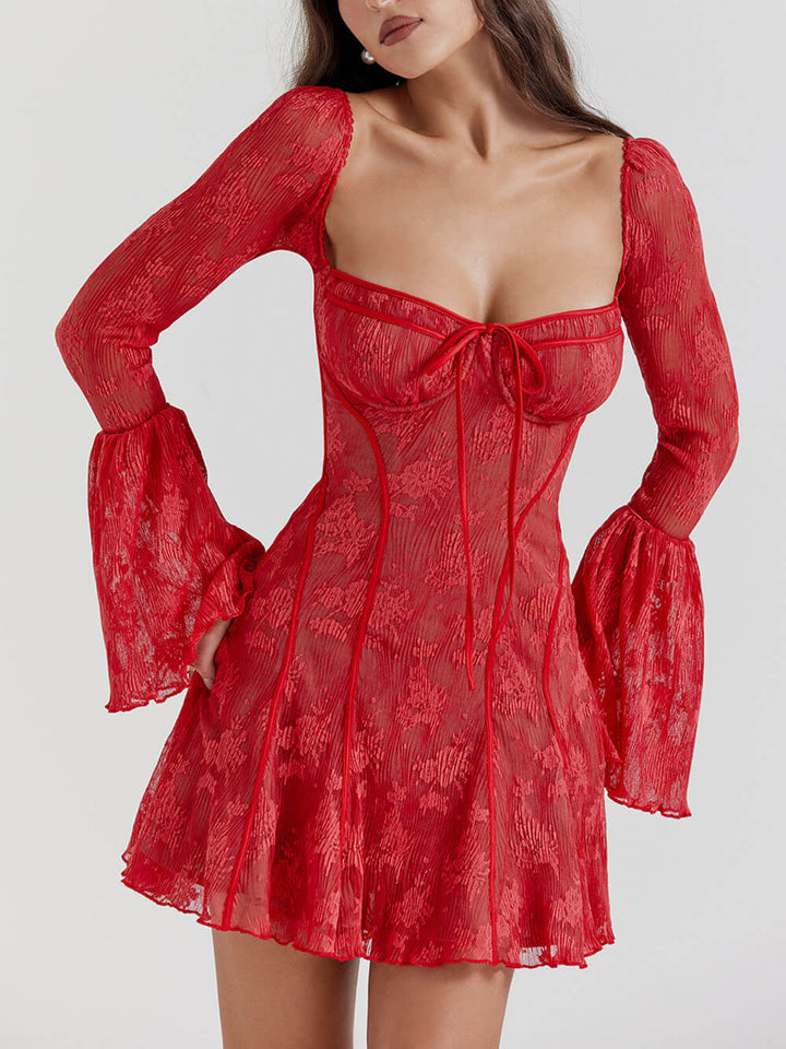 Nounala | Robe midi corset en dentelle