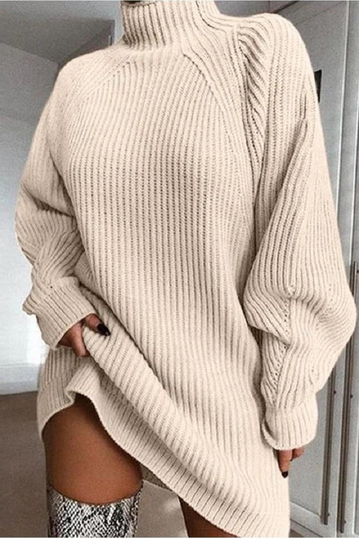 Nolinela | Robe Pull Col Montant Mi-longue pour femmes