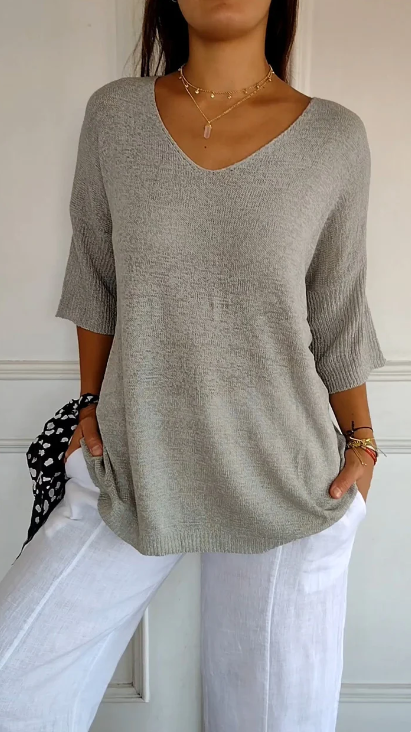 Noettana | Top en maille unie avec encolure en V