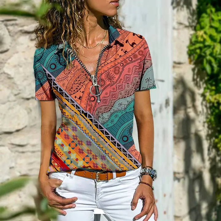 Muaya | T-shirt zippé pour femme