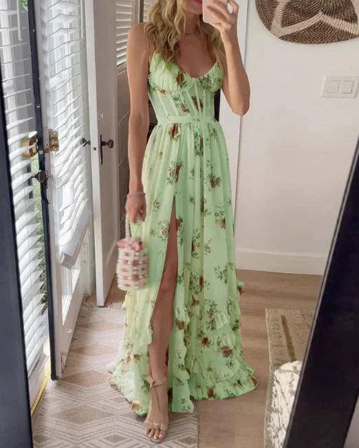 Aana | Robe fendue à imprimé avec ceinture pour femmes