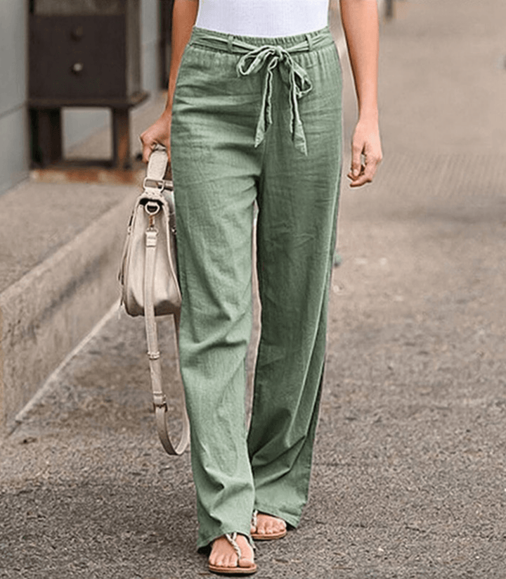 Noenara | Pantalon en lin et coton avec cordon de serrage et taille élastique
