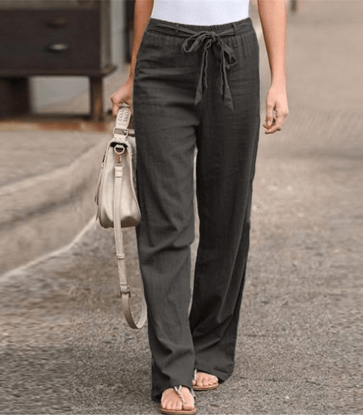 Noenara | Pantalon en lin et coton avec cordon de serrage et taille élastique