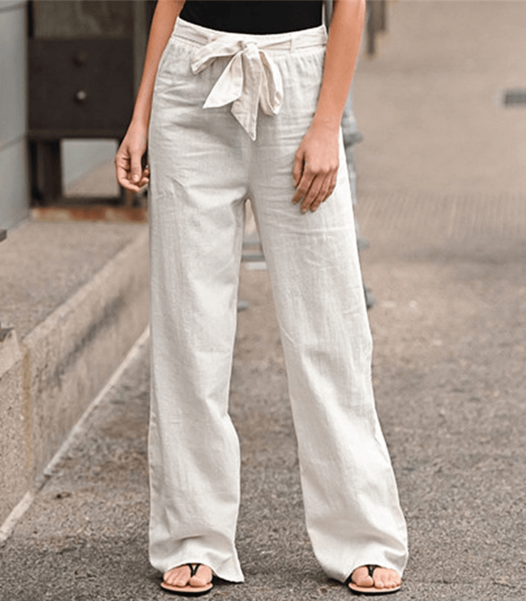Noenara | Pantalon en lin et coton avec cordon de serrage et taille élastique
