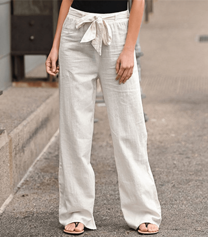 Noenara | Pantalon en lin et coton avec cordon de serrage et taille élastique