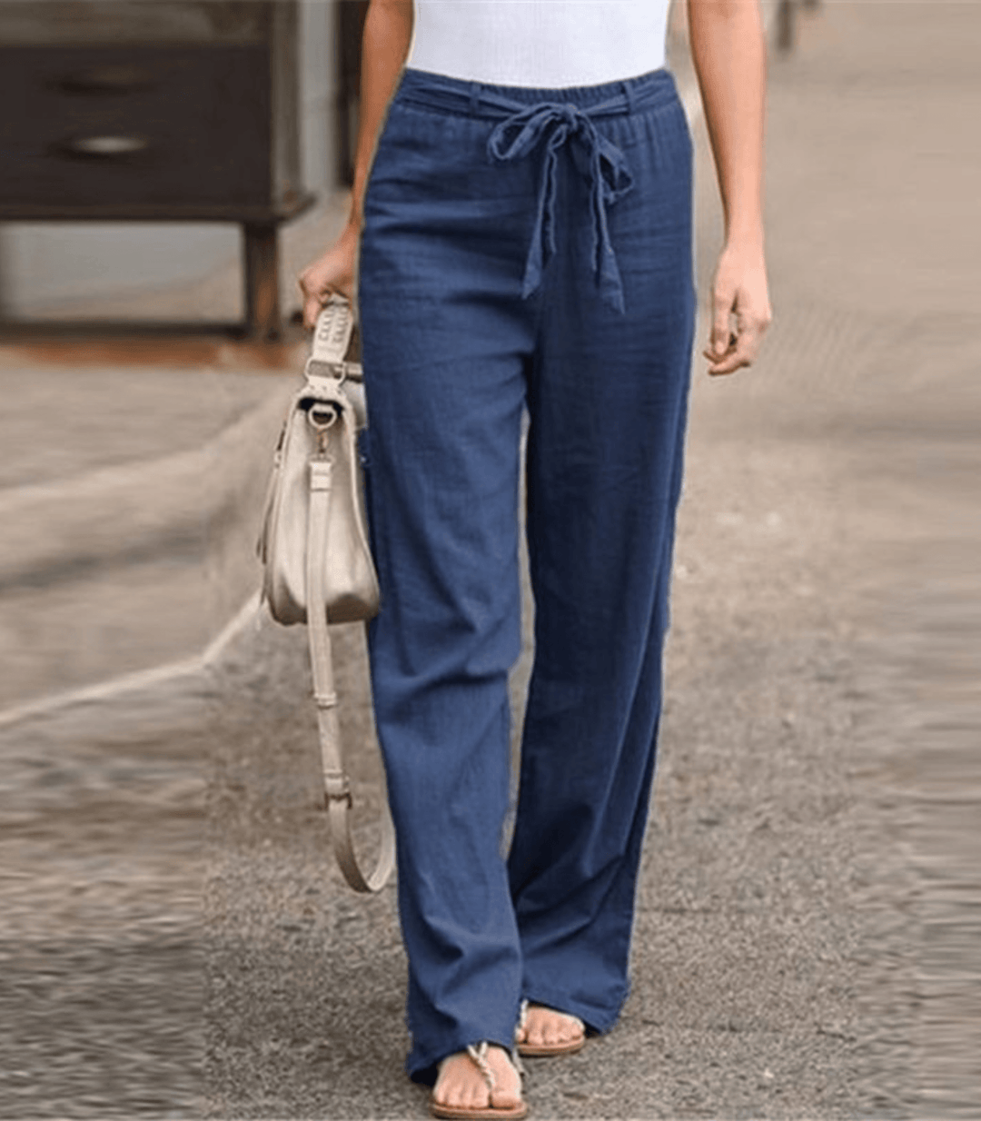 Noenara | Pantalon en lin et coton avec cordon de serrage et taille élastique