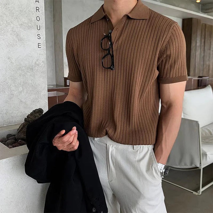 Noarran | Homme - Polo rétro en maille à revers et à rayures