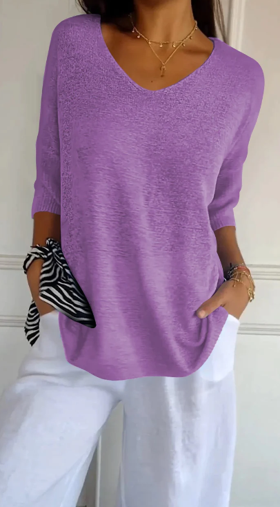Noettana | Top en maille unie avec encolure en V