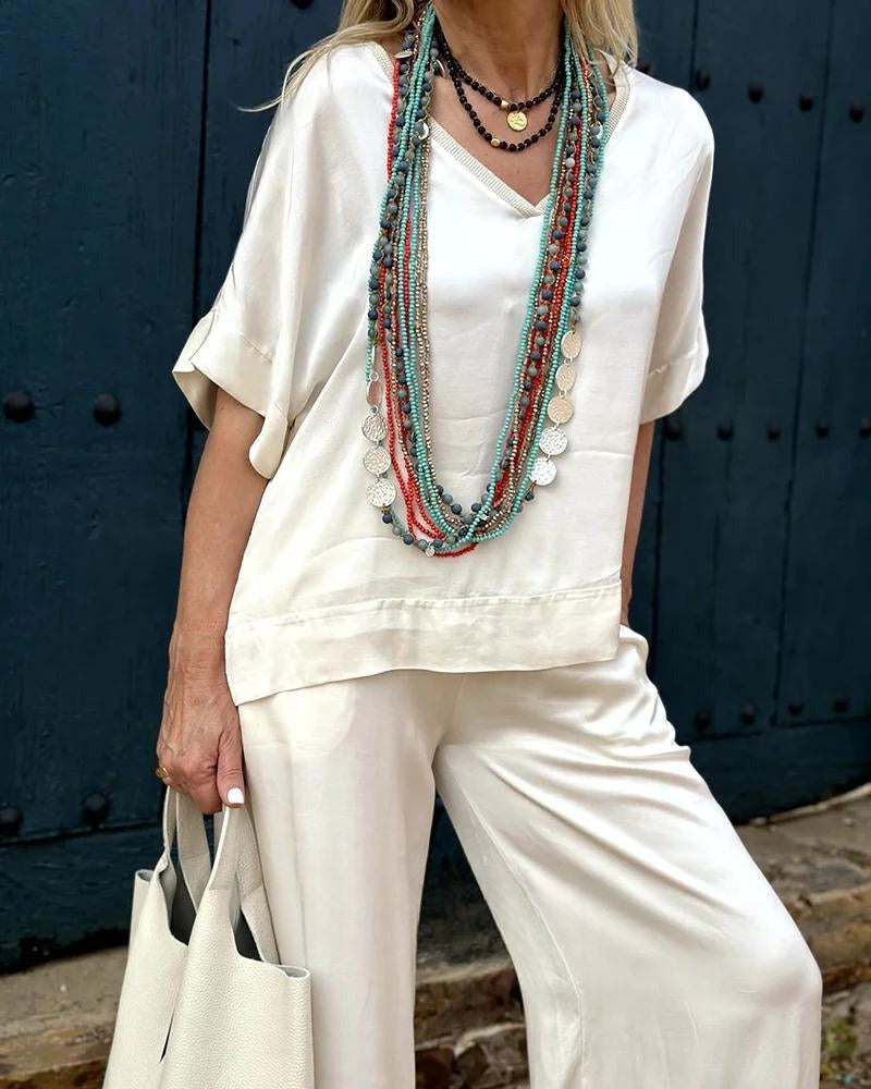 Muunasa | Ensemble chemisier et pantalon au look élégant