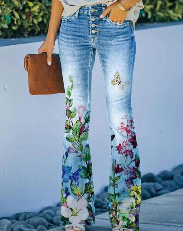 Oayama | Jeans fleuris tendance pour femmes
