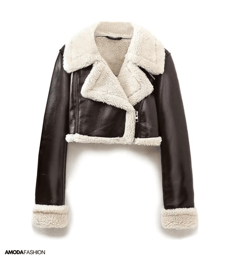 Siettana | Veste casual en similicuir avec fourrure pour femmes