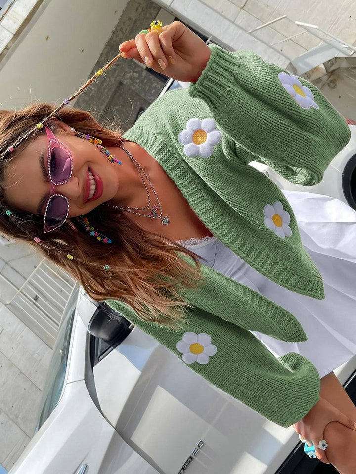 Leosiana | Cardigan en tricot fleuri pour femme