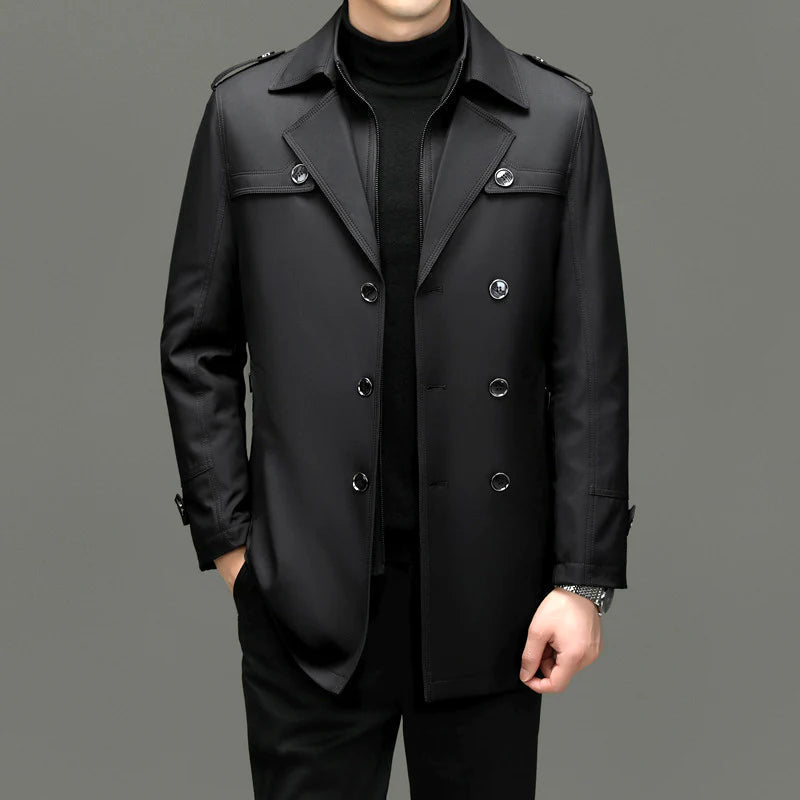 Rianar | Bouton élégant veste longue trench-coat pour hommes