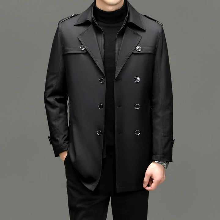 Rianar | Bouton élégant veste longue trench-coat pour hommes