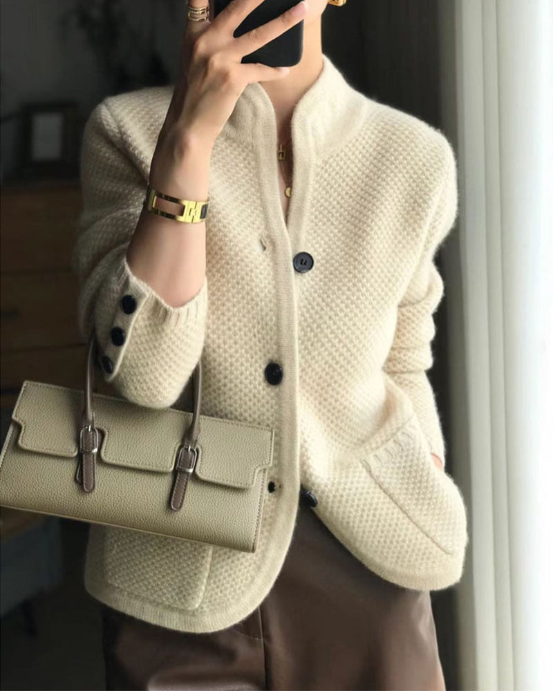 Vaanara | Veste en tricot uni avec col montant