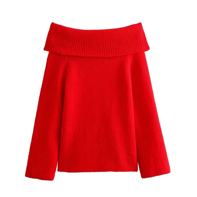 Laellela | Elegant Solid Off Shoulder Sweater for Women