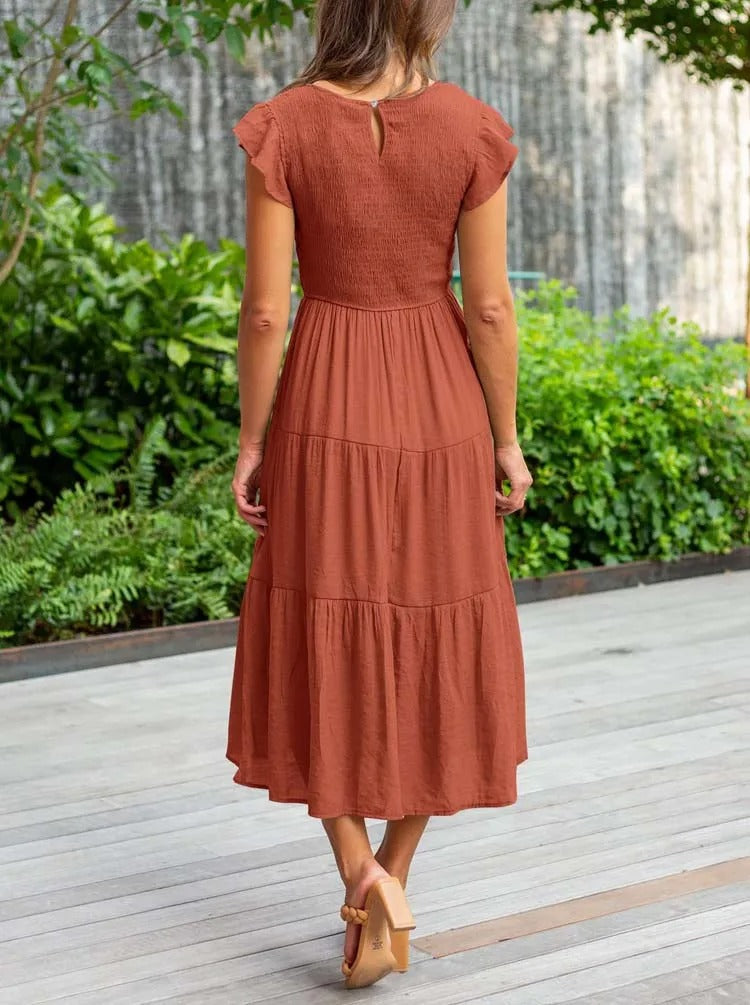 Veellera | Robe d'été élégante : détails de volants, poches