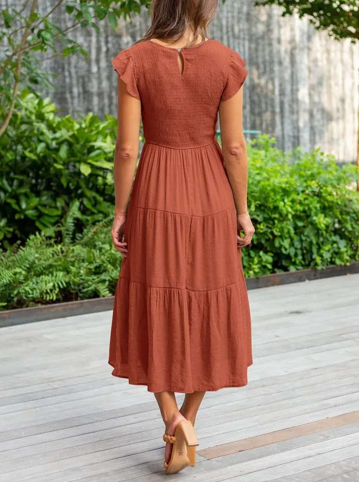 Veellera | Robe d'été élégante : détails de volants, poches