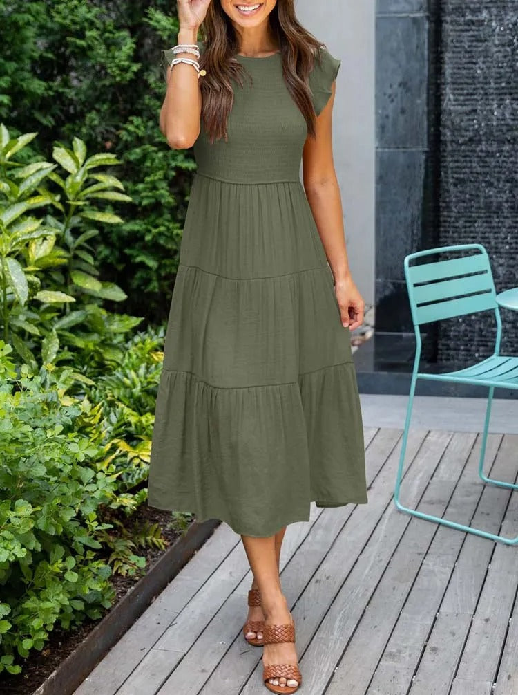 Veellera | Robe d'été élégante : détails de volants, poches