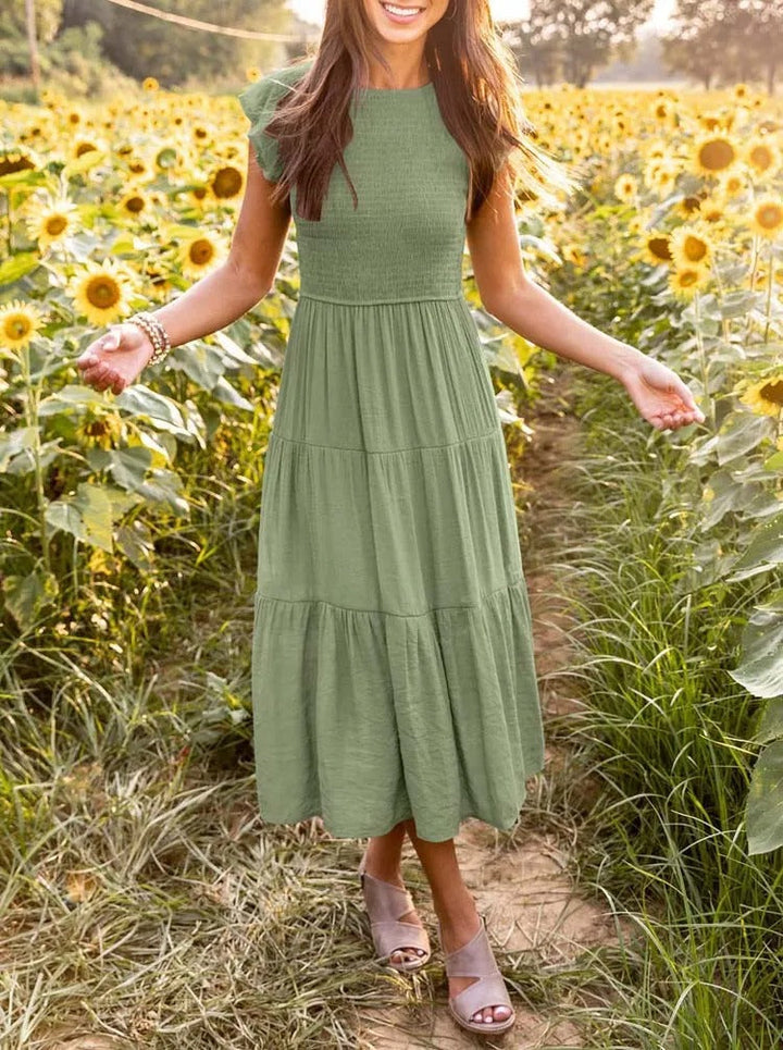 Veellera | Robe d'été élégante : détails de volants, poches
