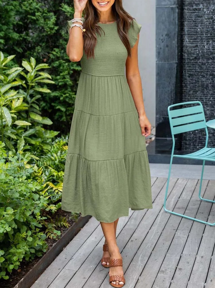 Veellera | Robe d'été élégante : détails de volants, poches