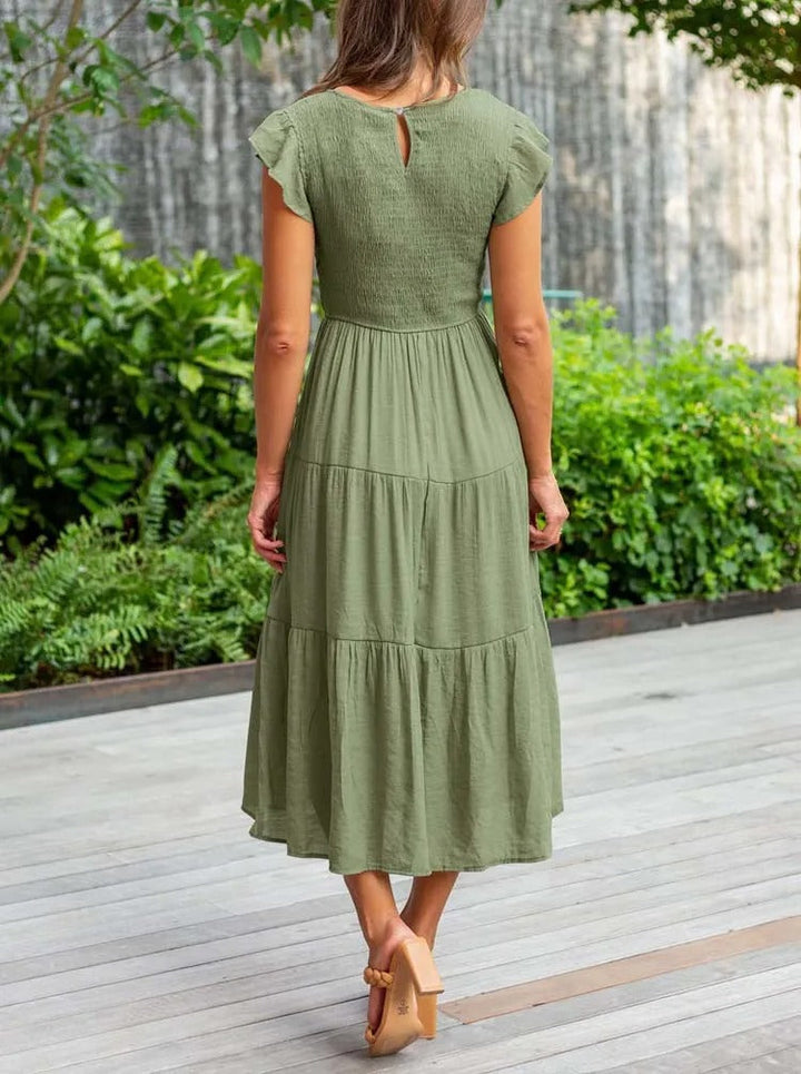 Veellera | Robe d'été élégante : détails de volants, poches