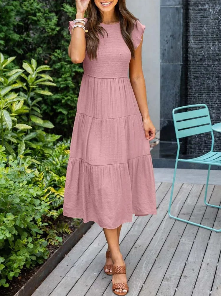 Veellera | Robe d'été élégante : détails de volants, poches