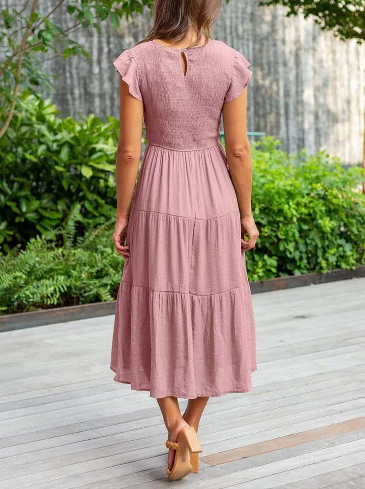 Veellera | Robe d'été élégante : détails de volants, poches