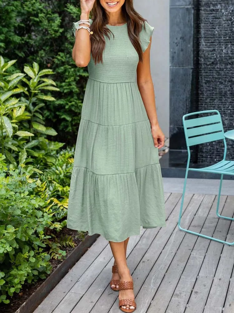 Veellera | Robe d'été élégante : détails de volants, poches