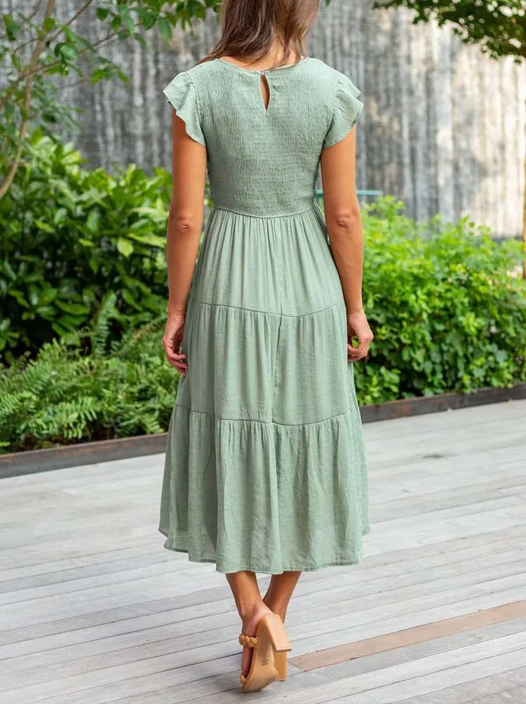 Veellera | Robe d'été élégante : détails de volants, poches