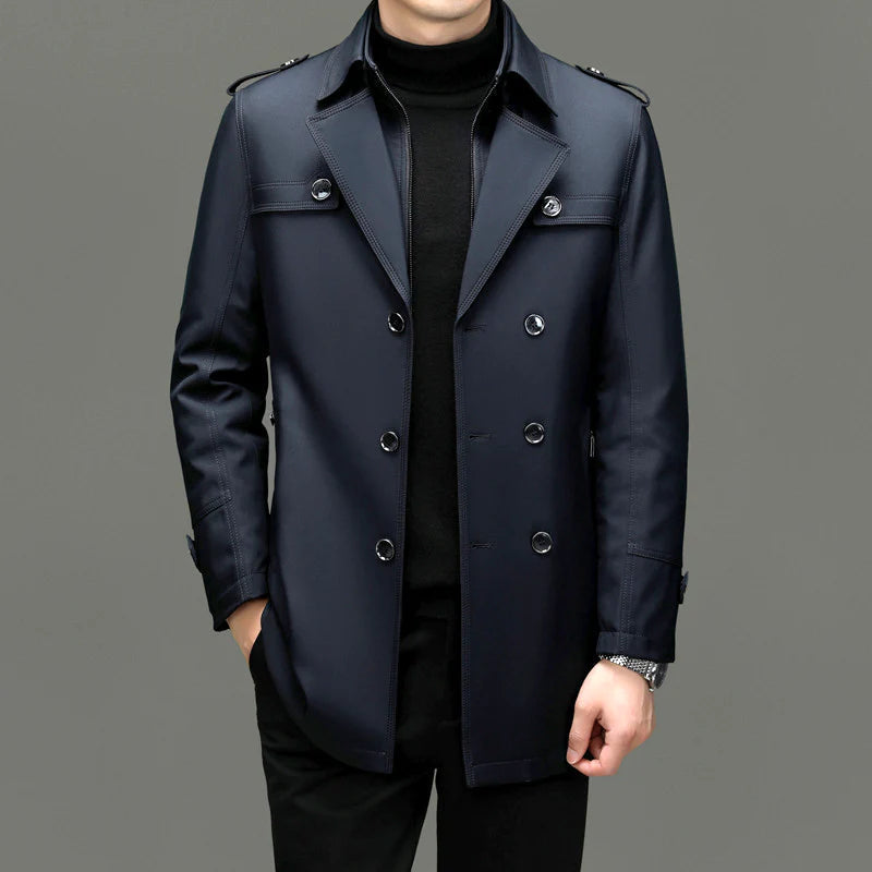 Rianar | Bouton élégant veste longue trench-coat pour hommes