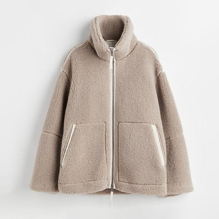 Reriasa | Manteau en laine à col roulé pour femme avec laine d'agneau