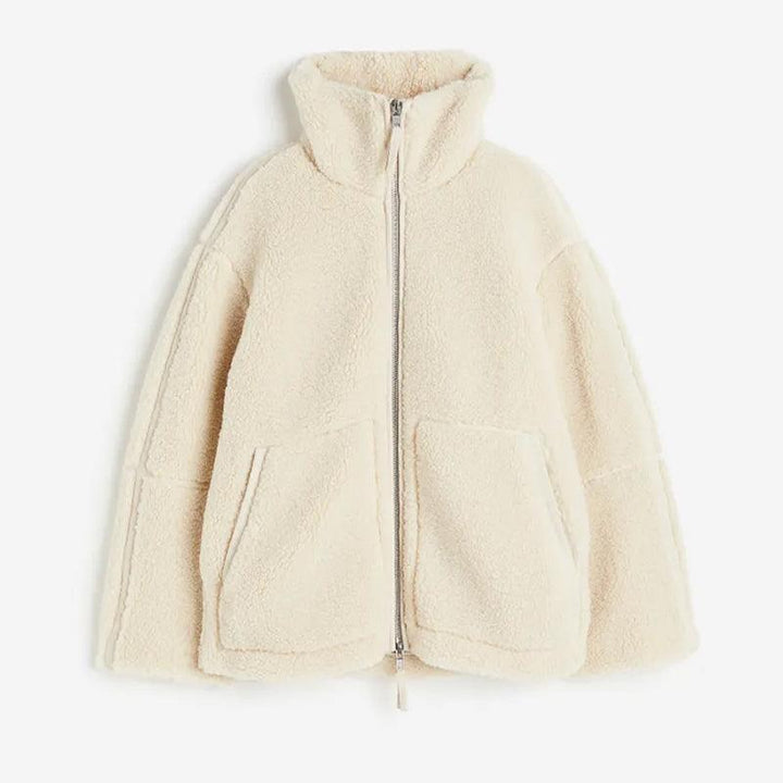 Reriasa | Manteau en laine à col roulé pour femme avec laine d'agneau