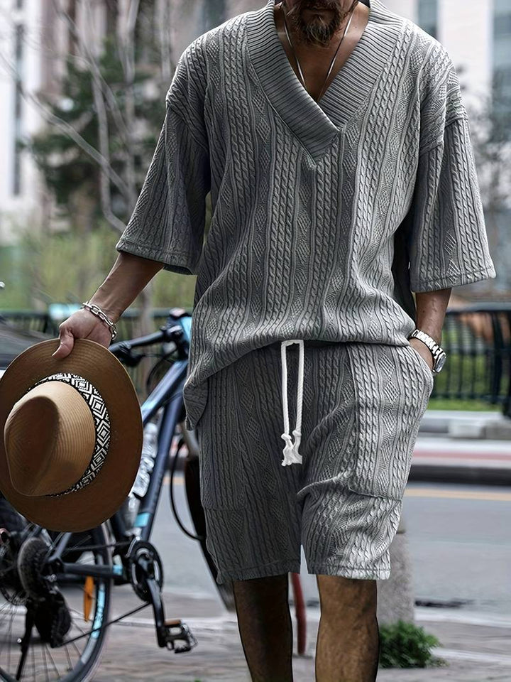 Seanas | Combinaison décontractée en short jacquard pour hommes