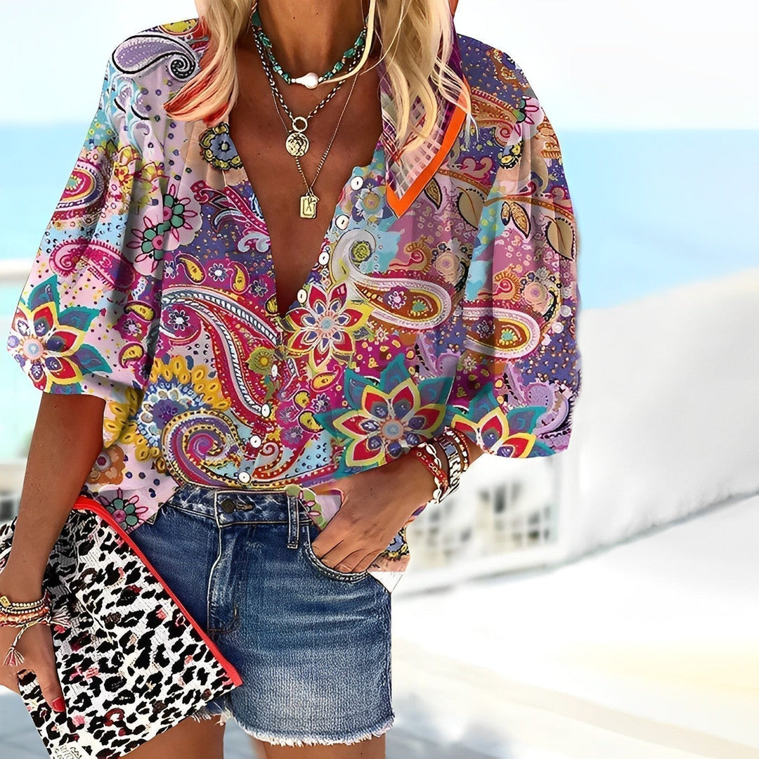Noettaxa | Blouse Airy pour femme style imprimé bohème