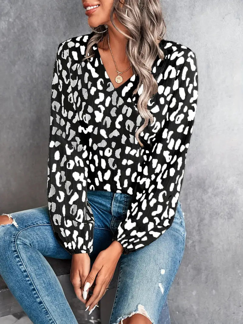 Seanaxa | Blouse avec col en V et imprimé léopard