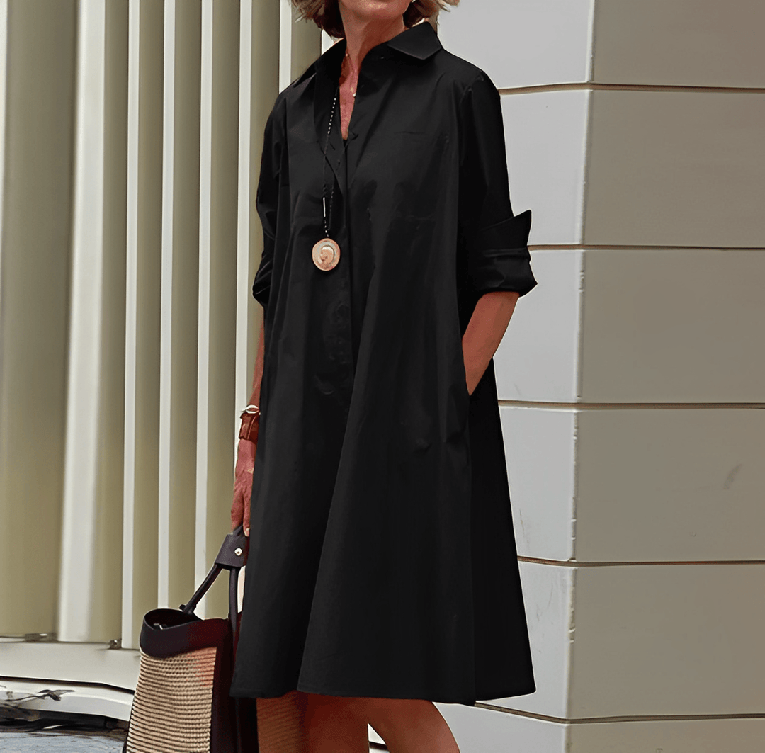 Neeva | Robe chemise à col rabattu et manches trois-quarts