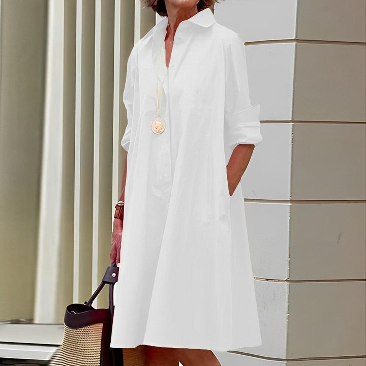 Neeva | Robe chemise à col rabattu et manches trois-quarts