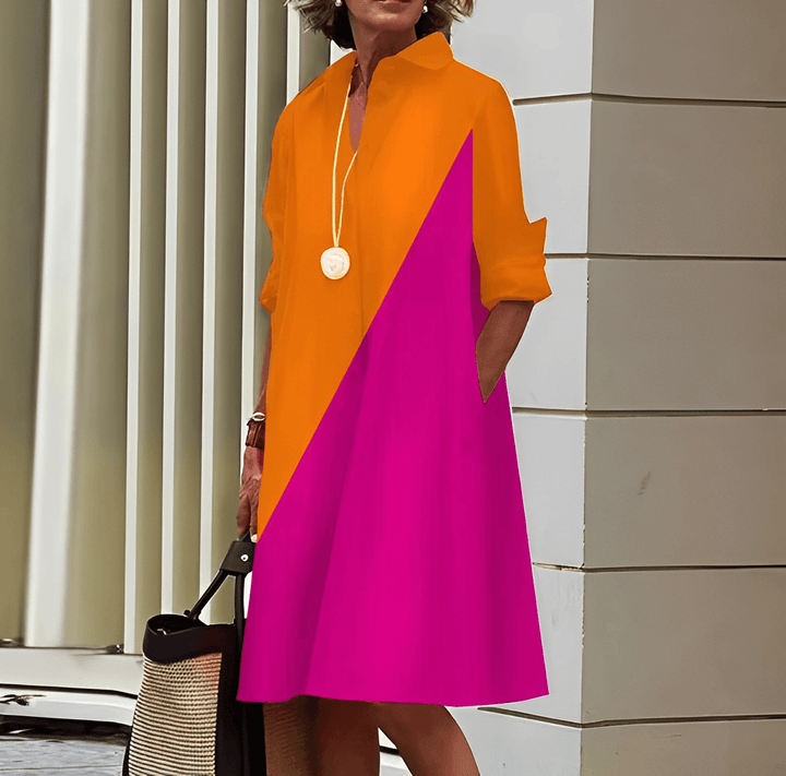 Neeva | Robe chemise à col rabattu et manches trois-quarts