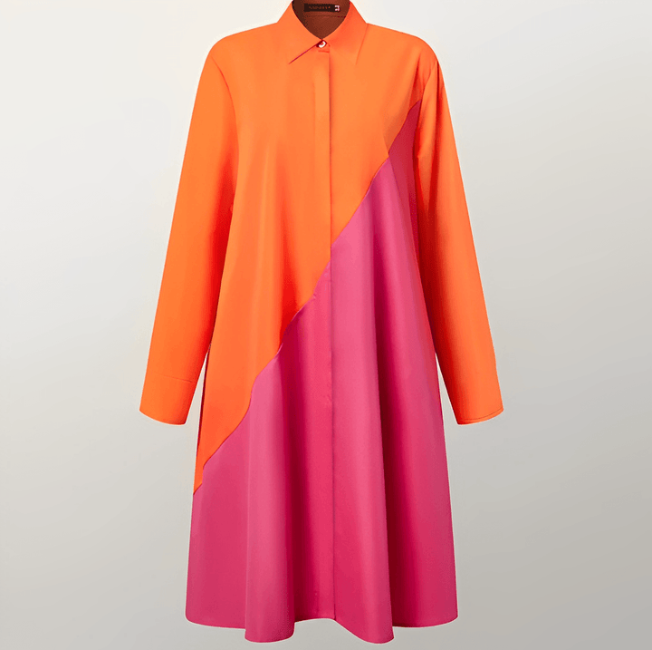 Neeva | Robe chemise à col rabattu et manches trois-quarts