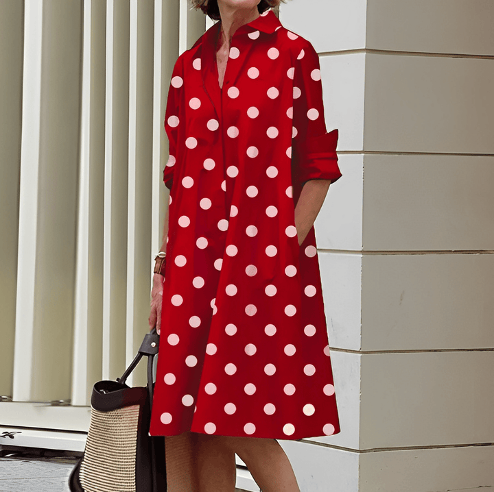 Neeva | Robe chemise à col rabattu et manches trois-quarts