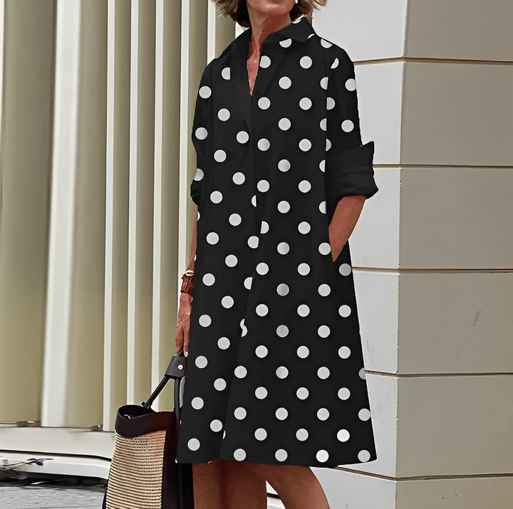 Neeva | Robe chemise à col rabattu et manches trois-quarts