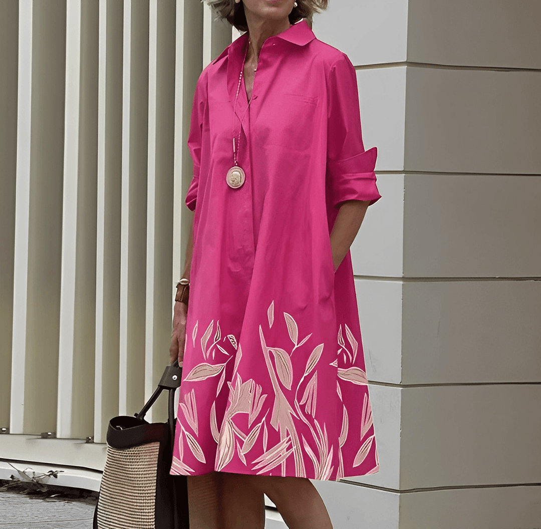 Neeva | Robe chemise à col rabattu et manches trois-quarts