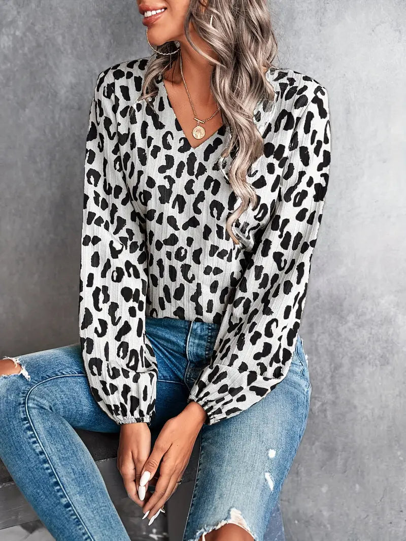 Seanaxa | Blouse avec col en V et imprimé léopard