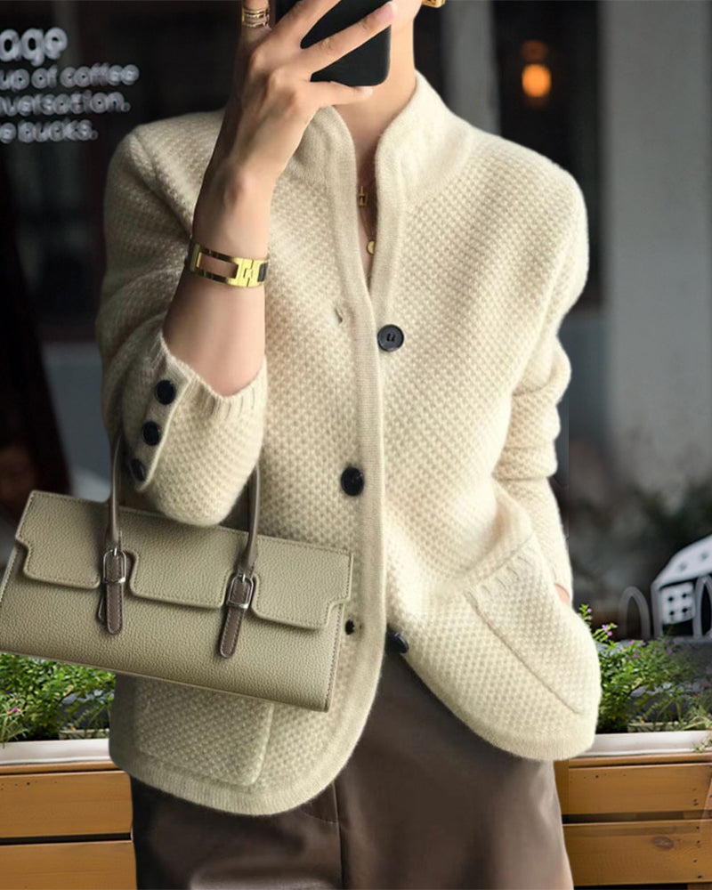 Vaanara | Veste en tricot uni avec col montant