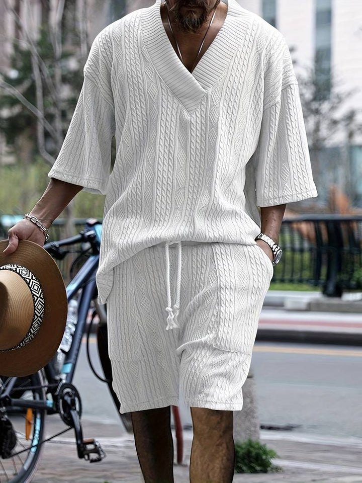 Seanas | Combinaison décontractée en short jacquard pour hommes