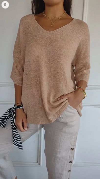 Noettana | Top en maille unie avec encolure en V
